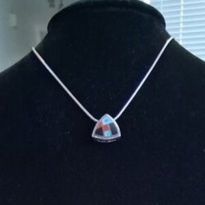 Zuni Stone Mosaic Inlay and Sterling Silver Necklace & Earrings by Teme'